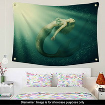 Fantasy Beautiful Woman Mermaid With Tail Wall Art 59255392