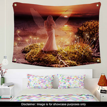 Fantasy Magic World. Pixie And Sunset Wall Art 52078292