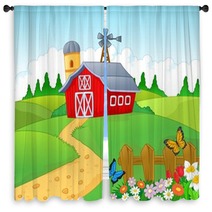 Farm Background Window Curtains 63138426