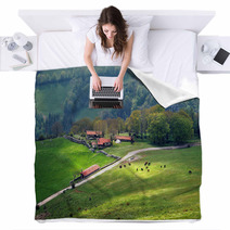 Farm Houses In Mountain With Horses Blankets 52283603