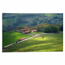 Farm Houses In Mountain With Horses Rugs 52283603