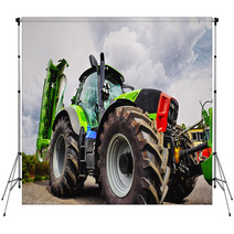 Farming Tractor And Plough, Giant Tires, Latest Model Backdrops 67296425