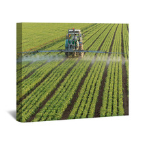 Farming Tractor Spaying A Field Wall Art 16325792
