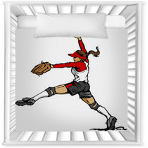 Fast Pitch Softball Pitcher Vector Illustration Nursery Decor 39350423