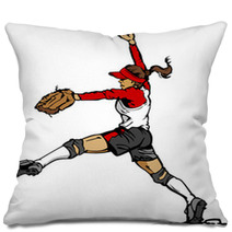 Fast Pitch Softball Pitcher Vector Illustration Pillows 39350423