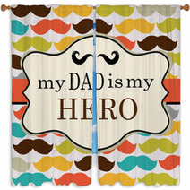 Father Day Mustache Vector Background Window Curtains 56232224