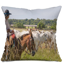 Fazenda Mato Grosso Gado Nelore, Farm Nelore Cattle In Brazil Pillows 56598481