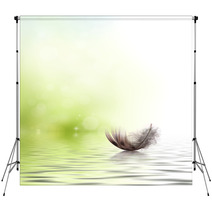 Feather Drifting On Water Background Backdrops 42681725