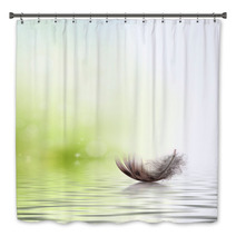 Feather Drifting On Water Background Bath Decor 42681725