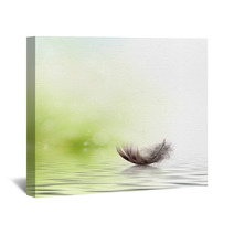 Feather Drifting On Water Background Wall Art 42681725