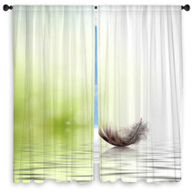 Feather Drifting On Water Background Window Curtains 42681725
