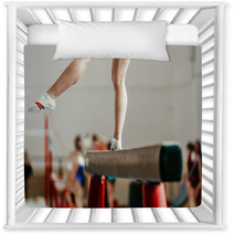Feet Young Athlete Girls Gymnast Exercises On Balance Beam Nursery Decor 142927800
