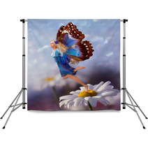 Female Elf Fly With Chamomile Flower Backdrops 14199103