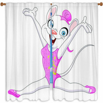 Female Gymnast Cat Window Curtains 43133845