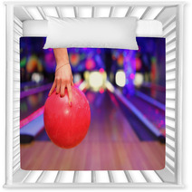 Female Hand Holding Ball Before Throwing In Bowling Club Nursery Decor 38031389