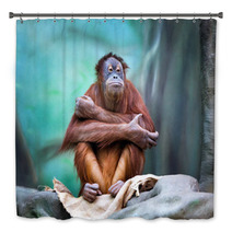 Female Orangutan Portrait Bath Decor 94086384