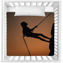 Female Rock Climber Rapelling Off A Cliff Nursery Decor 48357441