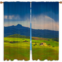 Fields And Hills Shined With Sunset Sun Window Curtains 68284108