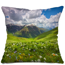 Fields Of Flowers In The Mountains. Georgia, Svaneti. Pillows 58548487