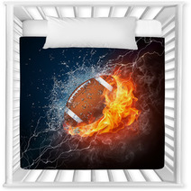 Fiery Splash Of American Football Ball Sports Art Nursery Decor 29333902