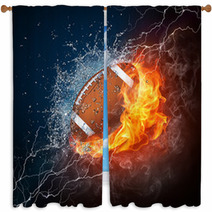 Fiery Splash Of American Football Ball Sports Art Window Curtains 29333902
