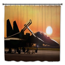 Fighter Jet On Standby Ready To Take Off Bath Decor 121534095