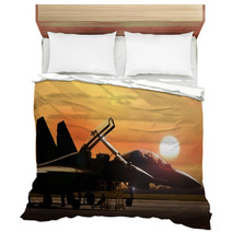 Fighter Jet On Standby Ready To Take Off Bedding 121534095