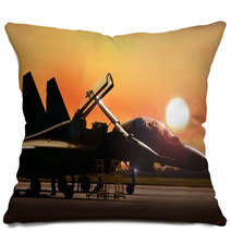 Fighter Jet On Standby Ready To Take Off Pillows 121534095