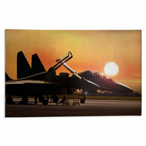 Fighter Jet On Standby Ready To Take Off Rugs 121534095
