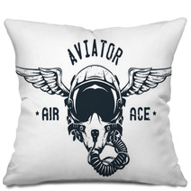 Fighter Pilot Helmet Emblem Pillows 122394317