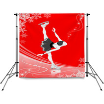 Figure Skating Woman red Color Backdrops 58276496
