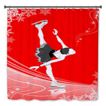 Figure Skating Woman red Color Bath Decor 58276496