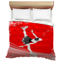 Figure Skating Woman red Color Bedding 58276496