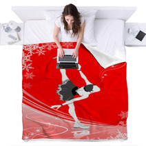 Figure Skating Woman red Color Blankets 58276496