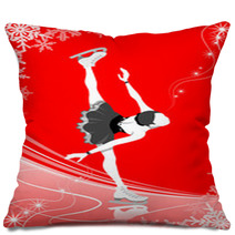 Figure Skating Woman red Color Pillows 58276496