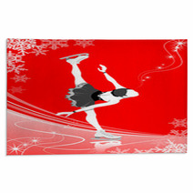 Figure Skating Woman red Color Rugs 58276496