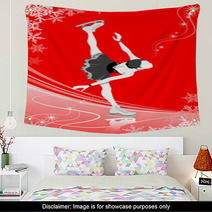 Figure Skating Woman red Color Wall Art 58276496