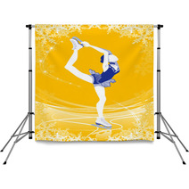 Figure Skating Woman Yellow Color Backdrops 58276494