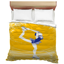 Figure Skating Woman Yellow Color Bedding 58276494