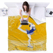 Figure Skating Woman Yellow Color Blankets 58276494