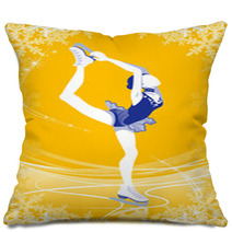 Figure Skating Woman Yellow Color Pillows 58276494