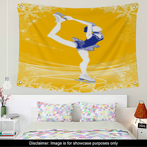 Figure Skating Woman Yellow Color Wall Art 58276494
