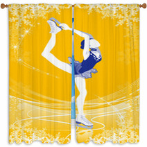 Figure Skating Woman Yellow Color Window Curtains 58276494