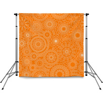 Filigree Floral Seamless Pattern In Orange And White, Vector Backdrops 60450119