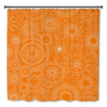 Filigree Floral Seamless Pattern In Orange And White, Vector Bath Decor 60450119