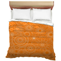 Filigree Floral Seamless Pattern In Orange And White, Vector Bedding 60450119