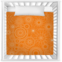 Filigree Floral Seamless Pattern In Orange And White, Vector Nursery Decor 60450119