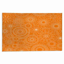 Filigree Floral Seamless Pattern In Orange And White, Vector Rugs 60450119