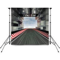 Finish Panel Above Racetrack In Modern City Space Backdrops 51081539