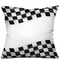 Finish Wavy Flag Design Black And White Squares Pillows 97291143